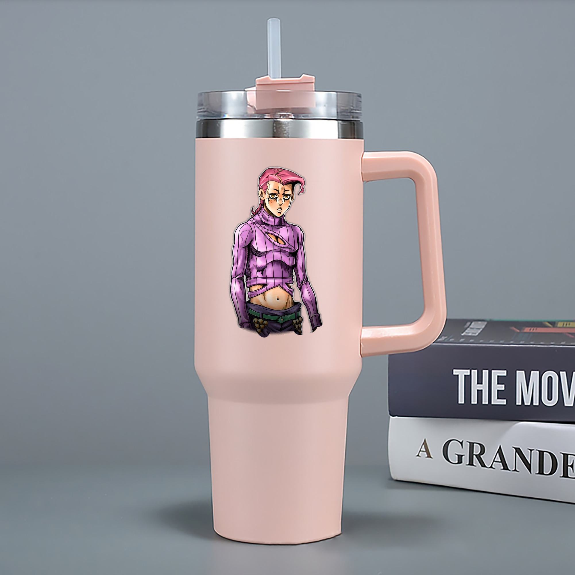 （画像用） ジョジョの奇妙な冒険 ビネガー?ドッピオ JoJo's Bizarre Adventure Vinegar Doppio 1200mL車用タンブラー - クリスタルステッカー（プラスチックストロー付き）